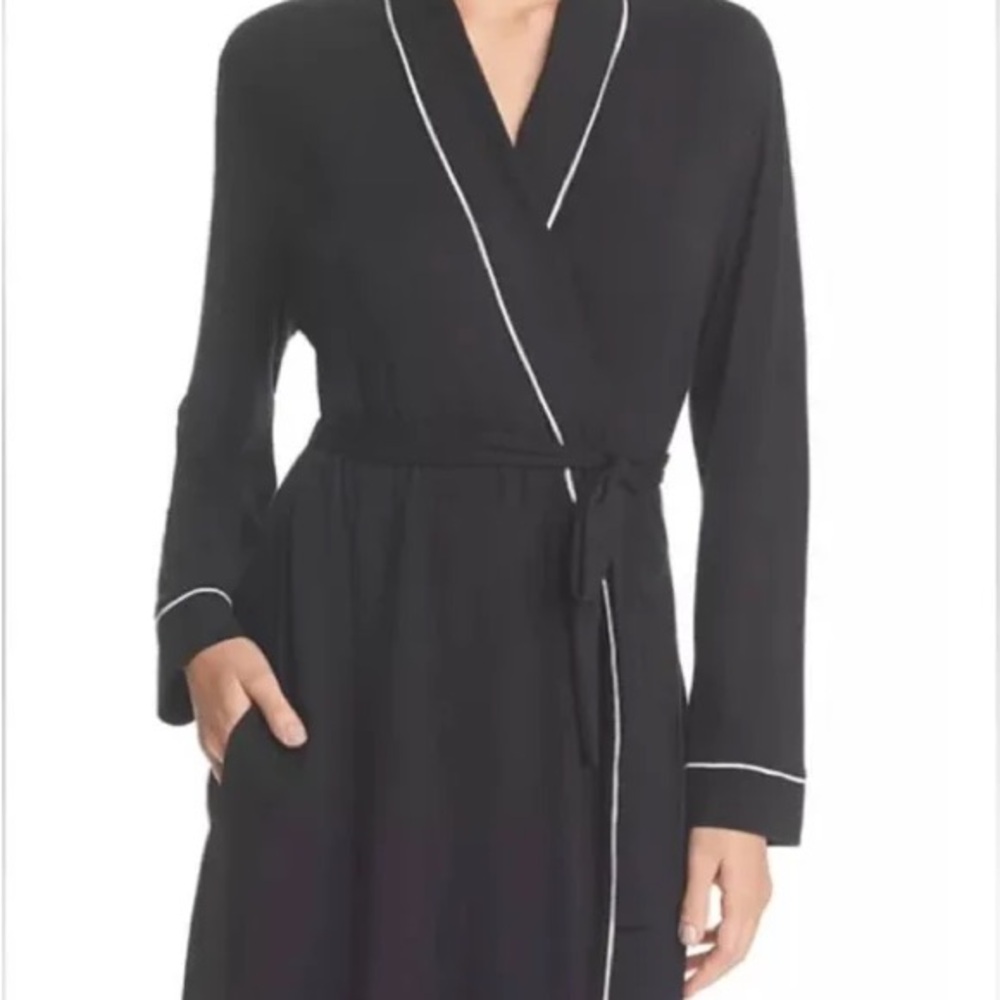 Black Women's Robe with White Trim